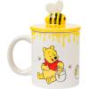Silver Buffalo Disney Winnie the Pooh Fall Leaves Pattern Ceramic Camper Mug, 20 Ounces(Ceramic Mug with Sculpted Lid (18 Ounces))