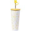 Silver Buffalo Disney Winnie the Pooh Fall Leaves Pattern Ceramic Camper Mug, 20 Ounces(Tumbler with Straw and Cover Cap (24 Ounces))