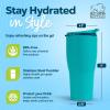 Silver Buffalo Double Walled Vacuum Insulated Stainless Steel Water Bottle, 20-ounce, Rose Gold(Matte Teal Blue)