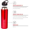 Silver Buffalo Double Walled Vacuum Insulated Stainless Steel Water Bottle, 20-ounce, Rose Gold(Water Bottle – Red)