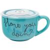 Silver Buffalo Friends How You Doin Ceramic Soup Mug with Vented Plastic Lid, 24 Ounces