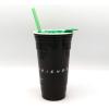 Silver Buffalo Hello Kitty Face Logo Plastic Tumbler with Lid and Straw, 32 Ounces(Black)