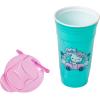 Silver Buffalo Hello Kitty Face Logo Plastic Tumbler with Lid and Straw, 32 Ounces(Hello Kitty Rainbow Car)