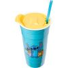 Silver Buffalo Hello Kitty Face Logo Plastic Tumbler with Lid and Straw, 32 Ounces(Lilo and Stitch Flower Badges)