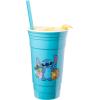 Silver Buffalo Hello Kitty Face Logo Plastic Tumbler with Lid and Straw, 32 Ounces(Lilo and Stitch Flower Badges)