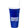 Silver Buffalo Hello Kitty Face Logo Plastic Tumbler with Lid and Straw, 32 Ounces(The Office)