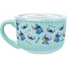 Silver Buffalo Lilo and Stitch Pastel Snack Toss Ceramic Soup Mug with Vented Plastic Lid, 24 Ounces