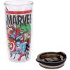 Silver Buffalo Marvel Avengers Featuring Spider-Man, Captain America, Thor, Hulk, and Iron Man Double Wall Travel Tumbler with Slide Close Lid, 20 Ounces