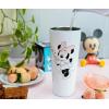 Silver Buffalo Minnie & Mickey Blowing Kiss Hearts Double Walled Stainless Steel Tumbler w Straw, 22-Ounces(22 Ounces)