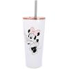 Silver Buffalo Minnie & Mickey Blowing Kiss Hearts Double Walled Stainless Steel Tumbler w Straw, 22-Ounces(22 Ounces)