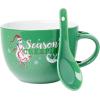 Silver Buffalo Nightmare Before Xmas Holiday Ghostly Greetings Jack Seasons Creeping 24oz Ceramic Soup Mug w/Spoon