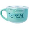 Silver Buffalo Pokémon “Eat. Sleep. Repeat.” Ceramic Soup Mug with Vented Plastic Lid Featuring Snorlax, 24 Ounces