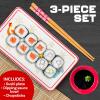 Silver Buffalo Rick and Morty Plant Portal Fall Ceramic Sushi Set with Dipping Sauce Dish and Matching Chopsticks(Pokemon Original Starters)