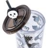 Silver Buffalo Sanrio Hello Kitty And Friends Spooky Halloween Plastic Cold Cup with Lid and Straw Topper Featuring Hello Kitty, Badtz Maru, Purin, Keroppi, and Chococat, 24 Ounces