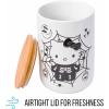 Silver Buffalo Sanrio Hello Kitty Frankenstein Sculpted Ceramic Cookie Jar, 7” x 5.75” x 9.75”(Hello Kitty Skeleton Black and White (Ceramic with Bamboo Lid))