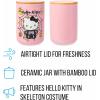 Silver Buffalo Sanrio Hello Kitty Frankenstein Sculpted Ceramic Cookie Jar, 7” x 5.75” x 9.75”(Hello Kitty Skeleton Colored (Ceramic with Bamboo Lid))