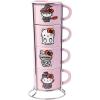 Silver Buffalo Sanrio Hello Kitty Halloween 4 Pack Stackable Ceramic Mug Set With Storage Rack, 3 Ounces