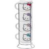 Silver Buffalo Sanrio Hello Kitty Halloween Themed 4 pack Ceramic Espresso Set with Storage Rack, 3 Ounces(Hello Kitty Different Colored)