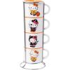 Silver Buffalo Sanrio Hello Kitty Halloween Themed 4 pack Ceramic Espresso Set with Storage Rack, 3 Ounces(Sanrio Hello Kitty Halloween)