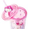 Silver Buffalo Sanrio Hello Kitty Kawaii Cute Hearts and Sparkle Plastic Cold Cup with Lid and Straw Topper, 24 Ounces