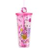 Silver Buffalo Sanrio Hello Kitty Kawaii Cute Hearts and Sparkle Plastic Cold Cup with Lid and Straw Topper, 24 Ounces