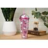 Silver Buffalo Sanrio Hello Kitty Pink Polka Dots and Bows Dome Glitter Top Travel Tumbler, 24 Ounces