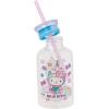 Silver Buffalo Sanrio Hello Kitty Unicorn Pastel Sweets Glass Milk Bottle with Straw, 15 Ounces