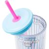 Silver Buffalo Sanrio Hello Kitty Zodiac Signs Iridescent Double Walled Tritan Water Bottle, 18 Ounces(Cinnamoroll Hearts and Stripes)