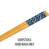 Silver Buffalo Sanrio Hello Kitty and Friends Badtz-Maru Poses Yellow Stripe Ceramic Ramen Noodle Rice Bowl with Chopsticks, Microwave Safe, 20 Ounces(Chococat Checkered)
