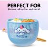 Silver Buffalo Sanrio Hello Kitty and Friends Badtz-Maru Poses Yellow Stripe Ceramic Ramen Noodle Rice Bowl with Chopsticks, Microwave Safe, 20 Ounces(Cinnamoroll Strawberry)