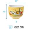 Silver Buffalo Sanrio Hello Kitty and Friends Badtz-Maru Poses Yellow Stripe Ceramic Ramen Noodle Rice Bowl with Chopsticks, Microwave Safe, 20 Ounces(Gudetama Sailing in Ramen)
