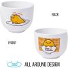 Silver Buffalo Sanrio Hello Kitty and Friends Badtz-Maru Poses Yellow Stripe Ceramic Ramen Noodle Rice Bowl with Chopsticks, Microwave Safe, 20 Ounces(Gudetama Nissin)