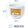 Silver Buffalo Sanrio Hello Kitty and Friends Badtz-Maru Poses Yellow Stripe Ceramic Ramen Noodle Rice Bowl with Chopsticks, Microwave Safe, 20 Ounces(Gudetama Nissin)