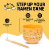 Silver Buffalo Sanrio Hello Kitty and Friends Badtz-Maru Poses Yellow Stripe Ceramic Ramen Noodle Rice Bowl with Chopsticks, Microwave Safe, 20 Ounces(Gudetama I Can’t)