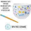Silver Buffalo Sanrio Hello Kitty and Friends Badtz-Maru Poses Yellow Stripe Ceramic Ramen Noodle Rice Bowl with Chopsticks, Microwave Safe, 20 Ounces(Hello Kitty and Friends Graph)