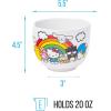 Silver Buffalo Sanrio Hello Kitty and Friends Badtz-Maru Poses Yellow Stripe Ceramic Ramen Noodle Rice Bowl with Chopsticks, Microwave Safe, 20 Ounces(Hello Kitty and Friends Rainbow)