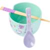 Silver Buffalo Sanrio Hello Kitty and Friends Badtz-Maru Poses Yellow Stripe Ceramic Ramen Noodle Rice Bowl with Chopsticks, Microwave Safe, 20 Ounces(Hello Kitty and Friends Pastel Dreamland)