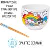 Silver Buffalo Sanrio Hello Kitty and Friends Badtz-Maru Poses Yellow Stripe Ceramic Ramen Noodle Rice Bowl with Chopsticks, Microwave Safe, 20 Ounces(Hello Kitty and Friends Rainbow)