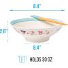 Silver Buffalo Sanrio Hello Kitty and Friends Badtz-Maru Poses Yellow Stripe Ceramic Ramen Noodle Rice Bowl with Chopsticks, Microwave Safe, 20 Ounces(Hello Kitty and Friends (Big))