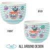 Silver Buffalo Sanrio Hello Kitty and Friends Badtz-Maru Poses Yellow Stripe Ceramic Ramen Noodle Rice Bowl with Chopsticks, Microwave Safe, 20 Ounces(Keroppi Green Stripes)