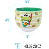 Silver Buffalo Sanrio Hello Kitty and Friends Badtz-Maru Poses Yellow Stripe Ceramic Ramen Noodle Rice Bowl with Chopsticks, Microwave Safe, 20 Ounces(Keroppi Foodie Icons)