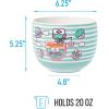 Silver Buffalo Sanrio Hello Kitty and Friends Badtz-Maru Poses Yellow Stripe Ceramic Ramen Noodle Rice Bowl with Chopsticks, Microwave Safe, 20 Ounces(Keroppi Green Stripes)