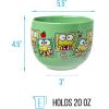 Silver Buffalo Sanrio Hello Kitty and Friends Badtz-Maru Poses Yellow Stripe Ceramic Ramen Noodle Rice Bowl with Chopsticks, Microwave Safe, 20 Ounces(Keroppi Polaroids)