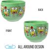 Silver Buffalo Sanrio Hello Kitty and Friends Badtz-Maru Poses Yellow Stripe Ceramic Ramen Noodle Rice Bowl with Chopsticks, Microwave Safe, 20 Ounces(Keroppi Polaroids)