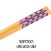 Silver Buffalo Sanrio Hello Kitty and Friends Badtz-Maru Poses Yellow Stripe Ceramic Ramen Noodle Rice Bowl with Chopsticks, Microwave Safe, 20 Ounces(Kuromi Skull and Stars)