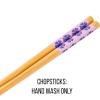 Silver Buffalo Sanrio Hello Kitty and Friends Badtz-Maru Poses Yellow Stripe Ceramic Ramen Noodle Rice Bowl with Chopsticks, Microwave Safe, 20 Ounces(My Melody and Kuromi Flowers)