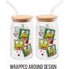 Silver Buffalo Sanrio Hello Kitty and Friends Keroppi Polaroids Glass Jar Tumbler with Bamboo Lid and Glass Straw, 16 Ounces(16 Ounces)