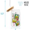 Silver Buffalo Sanrio Hello Kitty and Friends Keroppi Polaroids Glass Jar Tumbler with Bamboo Lid and Glass Straw, 16 Ounces(16 Ounces)