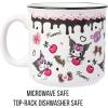 Silver Buffalo Sanrio Hello Kitty and Friends Kuromi Cherries and Black Hearts Ceramic Camper Mug, 20 Ounces(Kuromi Pattern)