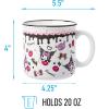 Silver Buffalo Sanrio Hello Kitty and Friends Kuromi Cherries and Black Hearts Ceramic Camper Mug, 20 Ounces(Kuromi Pattern)